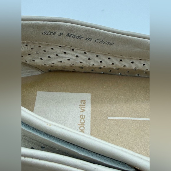 Dolce Vita Lakin Loafers Ivory Perforated Leather Boat Classic Lace-Up Flats - Picture 6 of 16